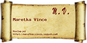 Maretka Vince névjegykártya